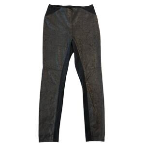 Lyssé Leggings Faux Leather Motorcycle Pants Medium Stretchy Brown Black